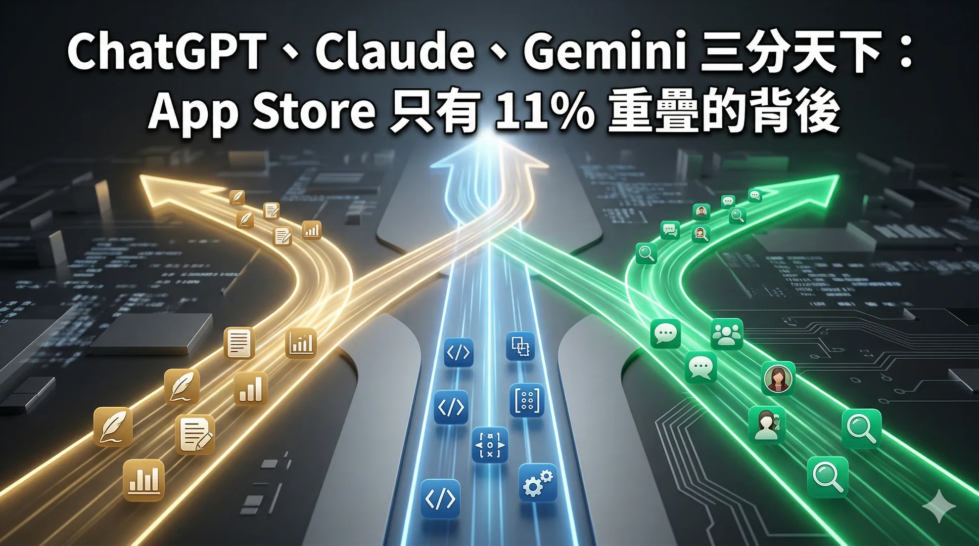 ChatGPT、Claude、Gemini 三分天下：App Store 只有 11% 重疊的背後