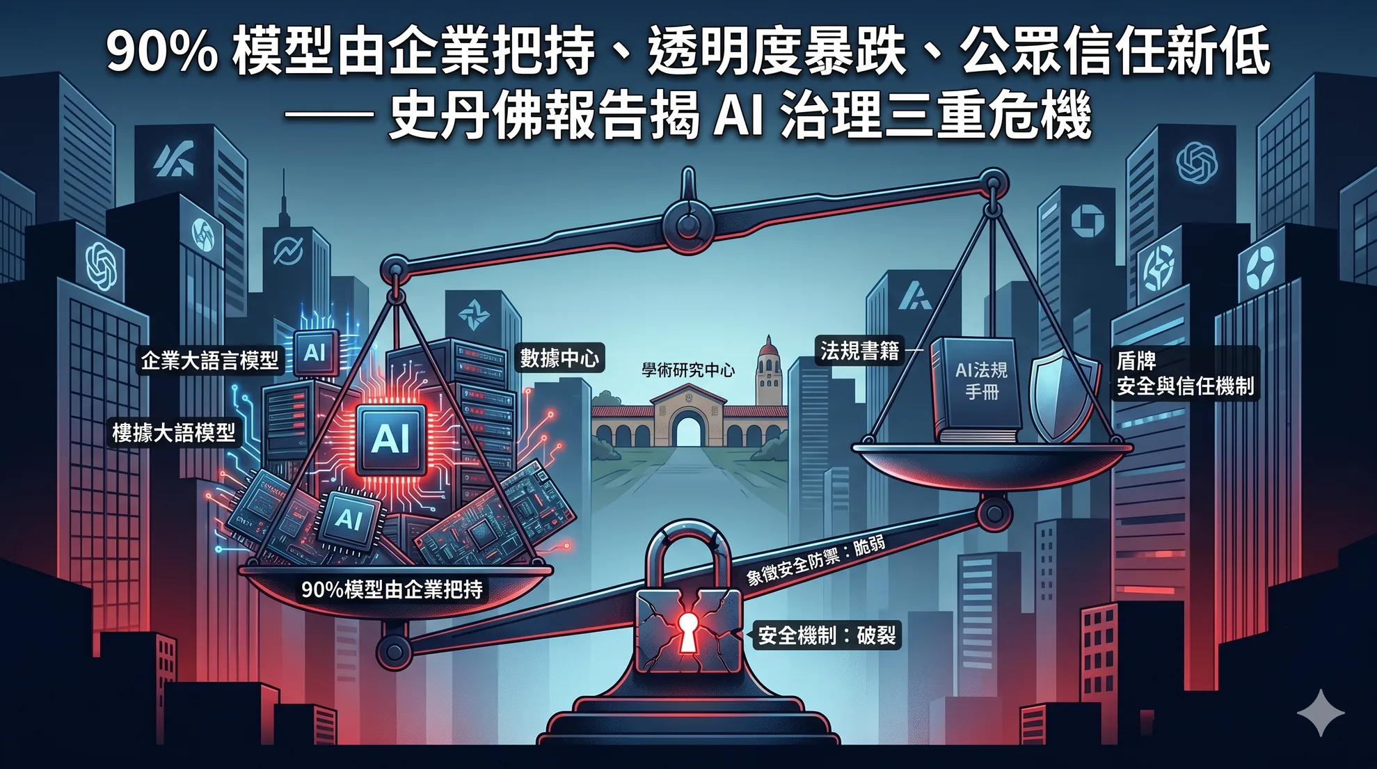 90% 模型由企業把持、透明度暴跌、公眾信任新低 — 史丹佛報告揭 AI 治理三重危機