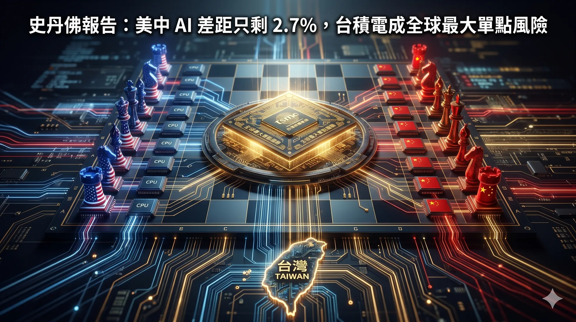 史丹佛報告：美中 AI 差距只剩 2.7%，台積電成全球最大單點風險