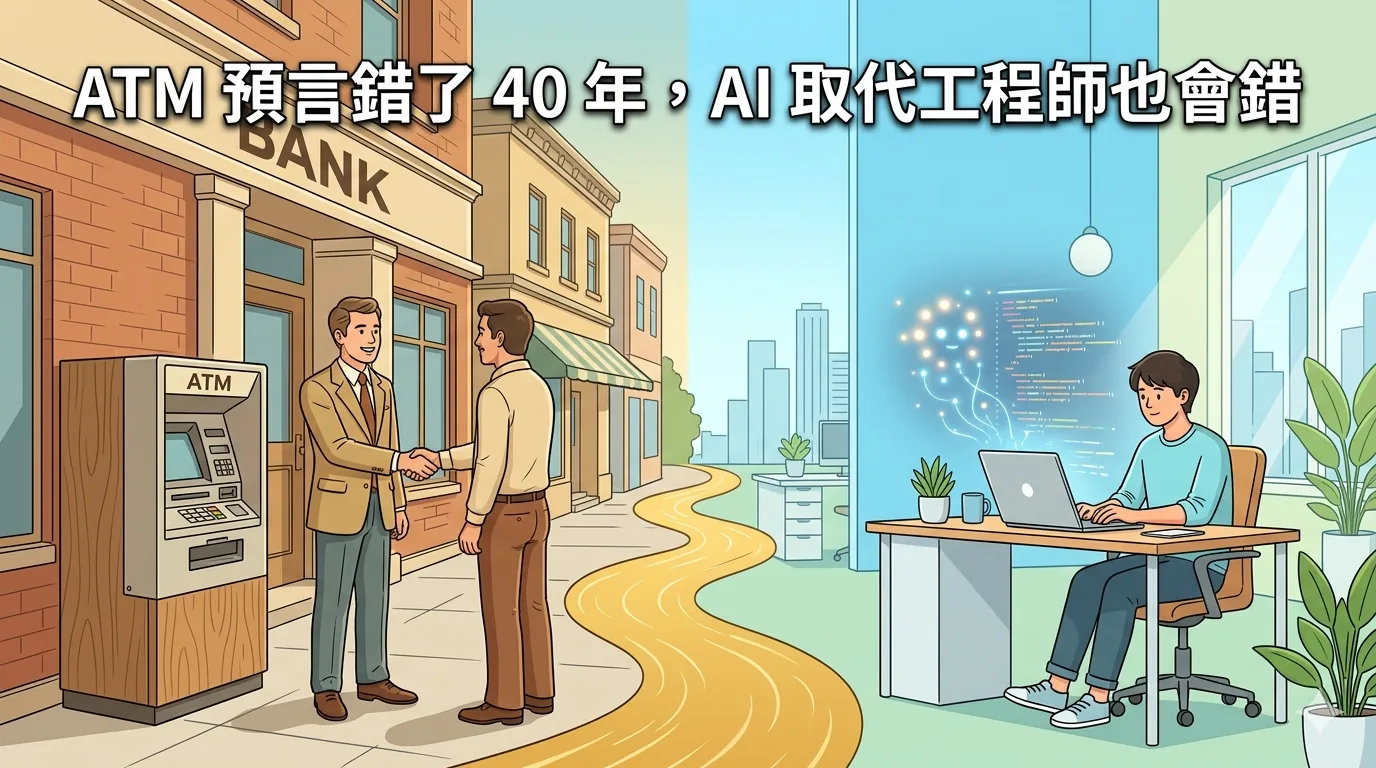 ATM 預言錯了 40 年，AI 取代工程師也會錯——拉曼用銀行櫃員的故事告訴你為什麼