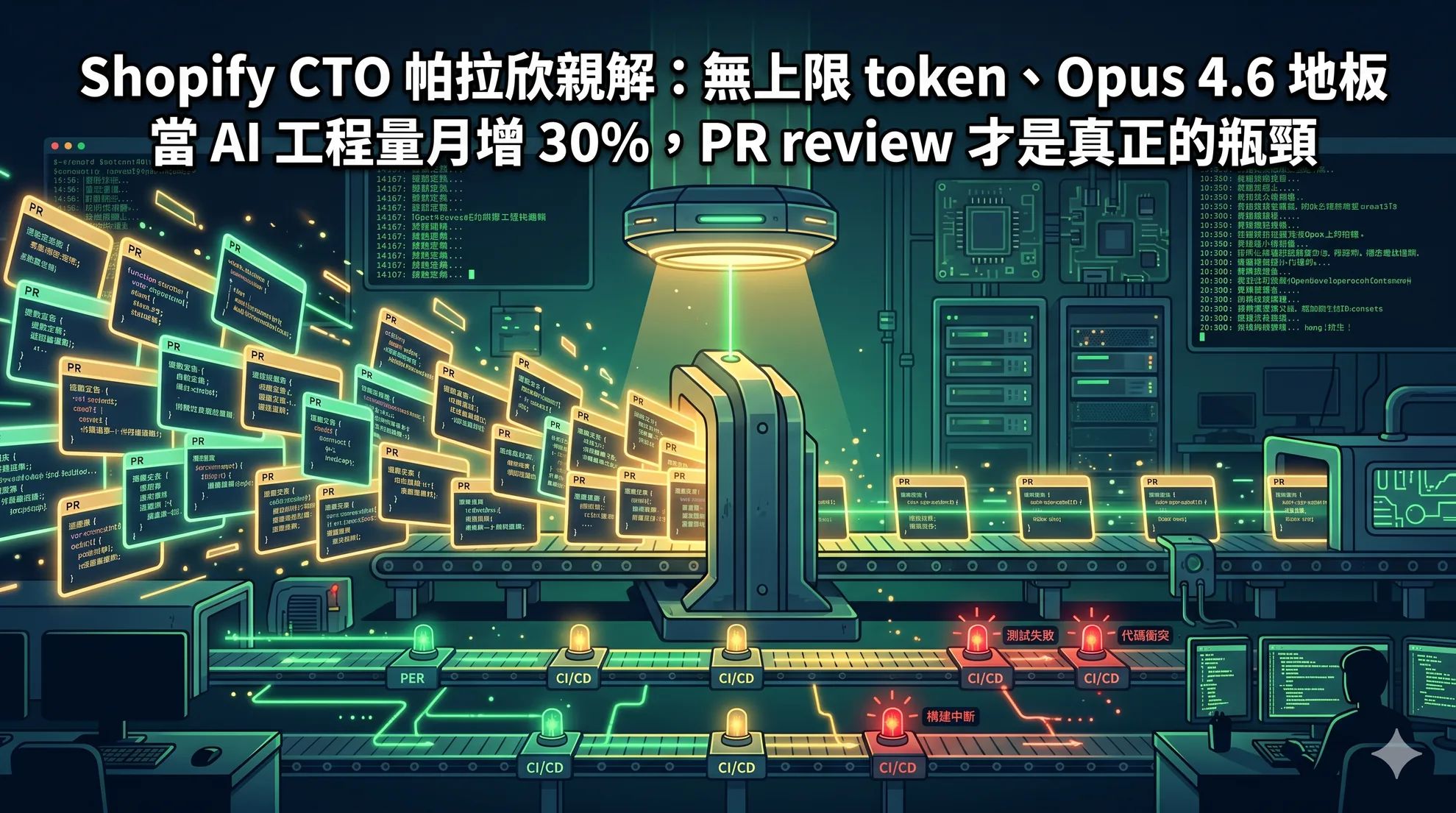 Shopify CTO 帕拉欣親解:無上限 token、Opus 4.6 地板,當 AI 工程量月增 30%,PR review 才是真正的瓶頸