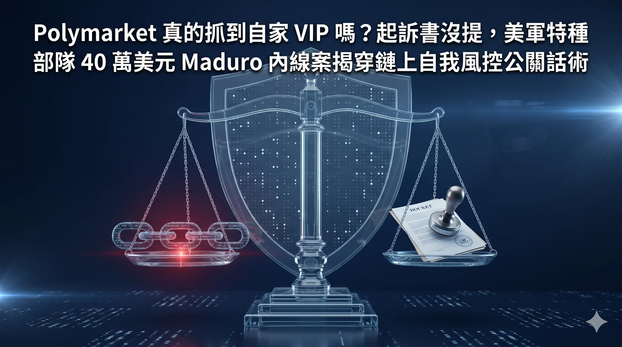 Polymarket 真的抓到自家 VIP 嗎?起訴書沒提──美軍特種部隊 40 萬美元 Maduro 內線案揭穿「鏈上自我風控」公關話術