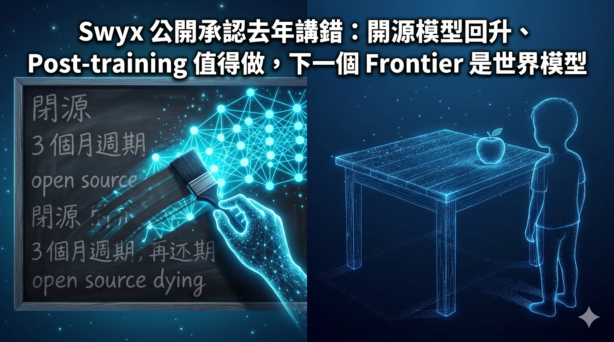 Swyx 公開承認去年講錯:開源模型回升、Post-training 值得做,下一個 Frontier 是世界模型