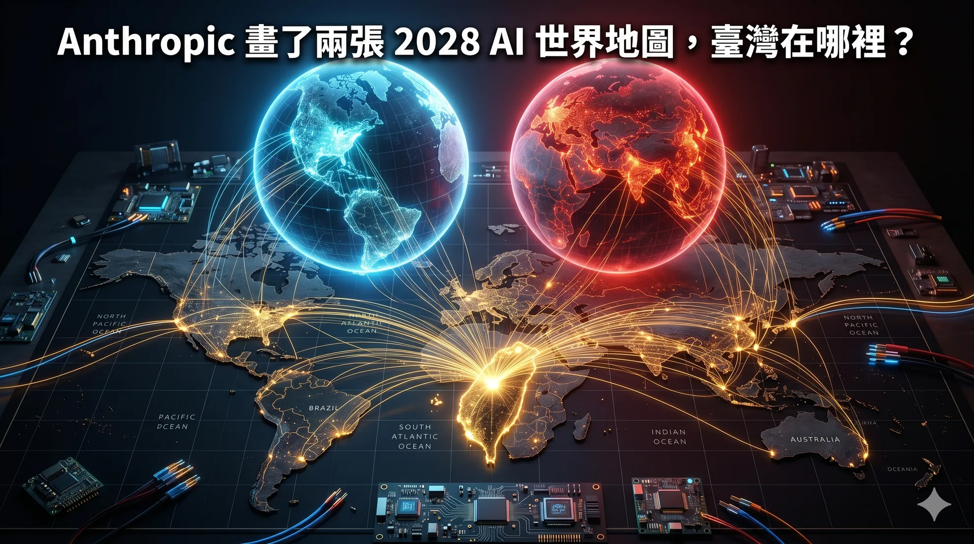Anthropic 畫了兩張 2028 AI 世界地圖，臺灣在哪裡？