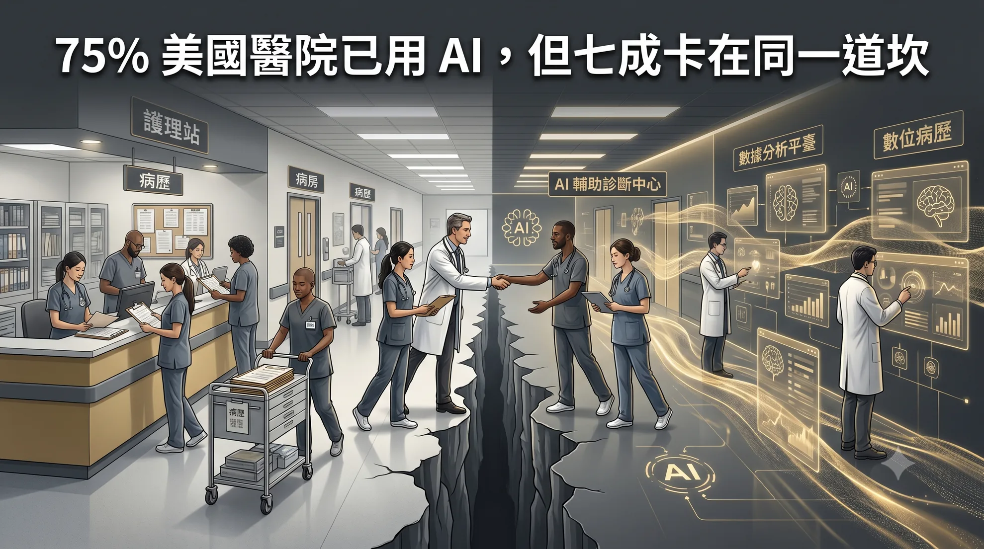 75% 美國醫院已用 AI，但七成卡在同一道坎