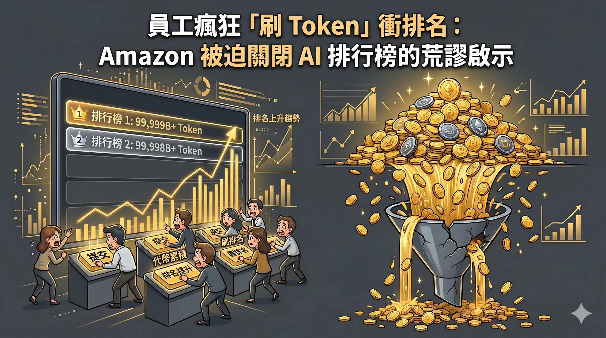 員工瘋狂「刷 Token」衝排名：Amazon 被迫關閉 AI 排行榜的荒謬啟示