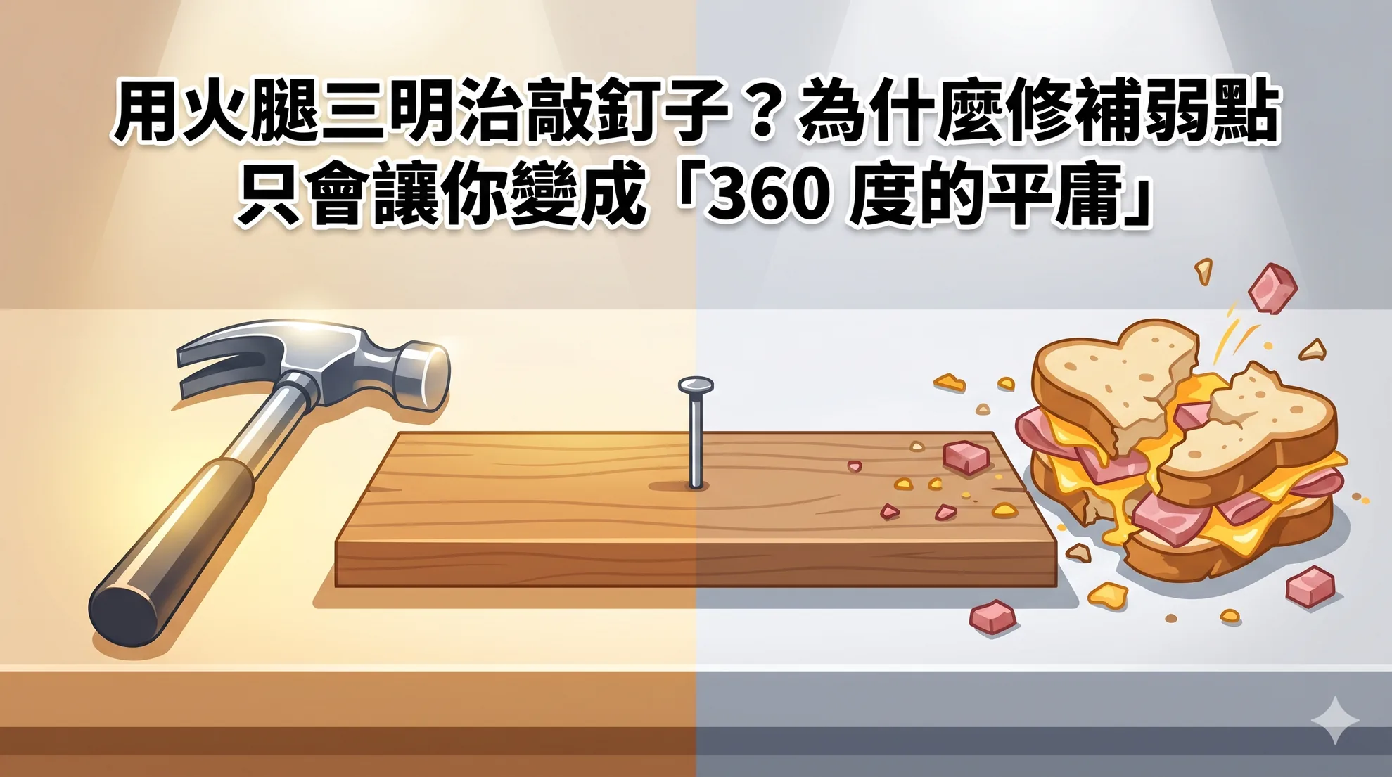 用火腿三明治敲釘子？為什麼修補弱點只會讓你變成「360 度的平庸」