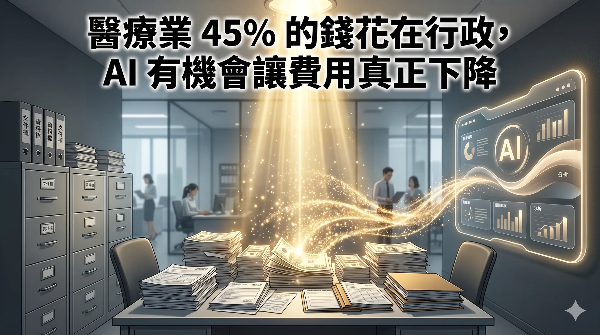 醫療業 45% 的錢花在行政，AI 有機會讓費用真正下降