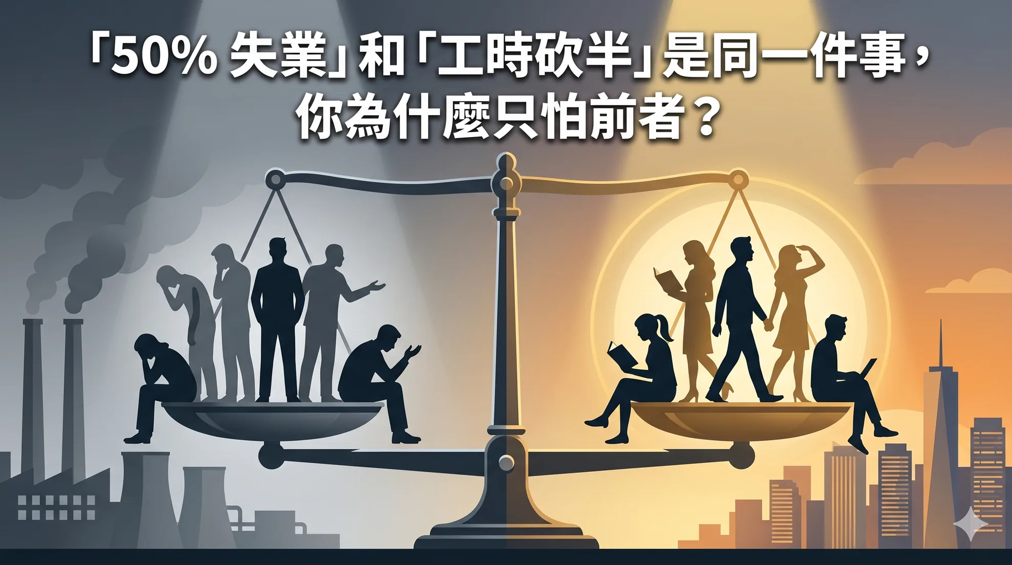 「50% 失業」和「工時砍半」是同一件事，你為什麼只怕前者？